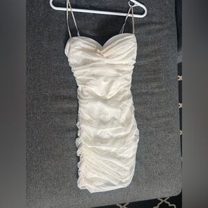 Oh Polly White Ruched Dress